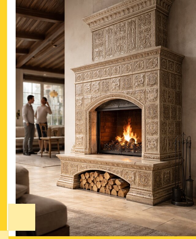 Купить изразцовый камин в Белогорске от 255050 р. | ЭриданБгк