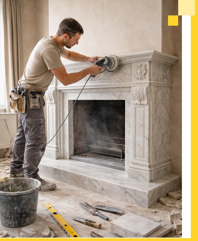 Изготовление и установка мраморных каминов в Белогорске под ключ