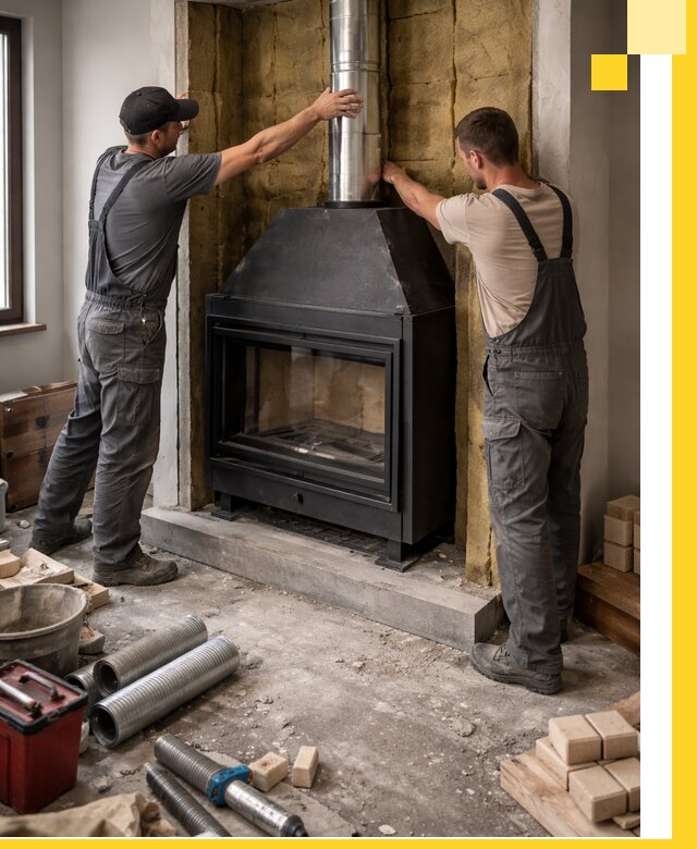 Изготовление и монтаж закрытых каминов в Белогорске под ключ