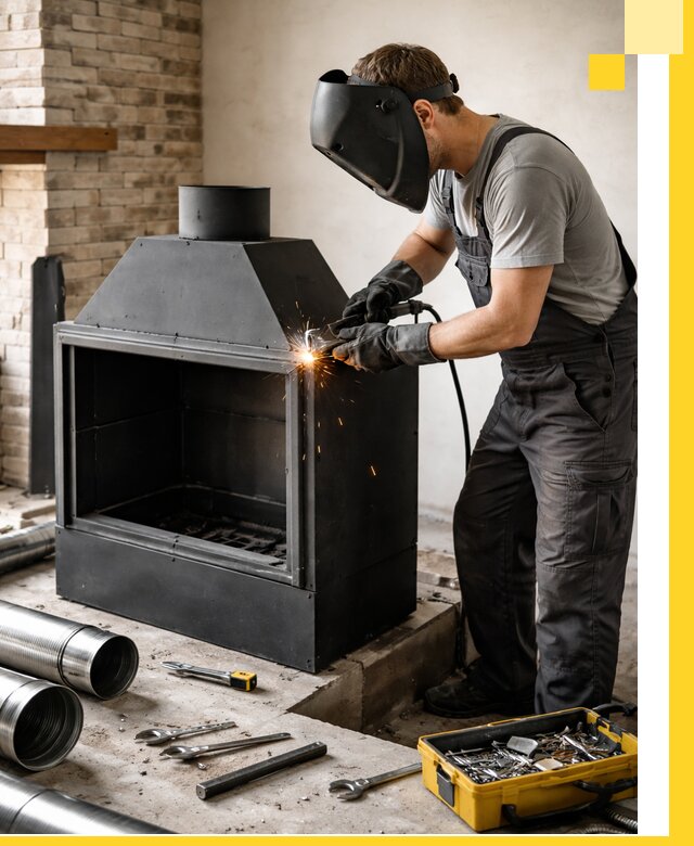 Продажа и установка металлических каминов в Белогорске под ключ