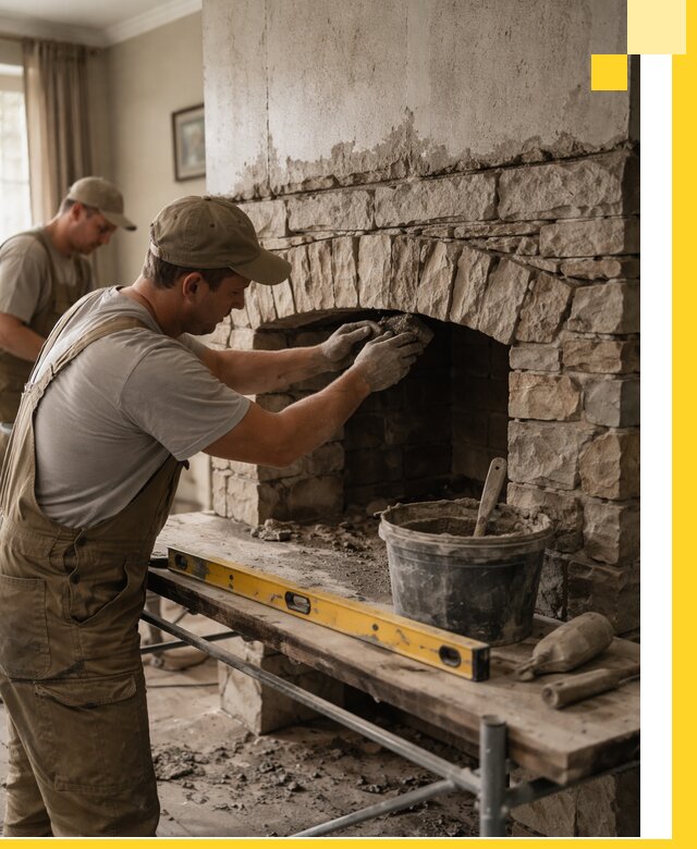 Изготовление каминов под ключ в Белогорске, монтаж и отделка