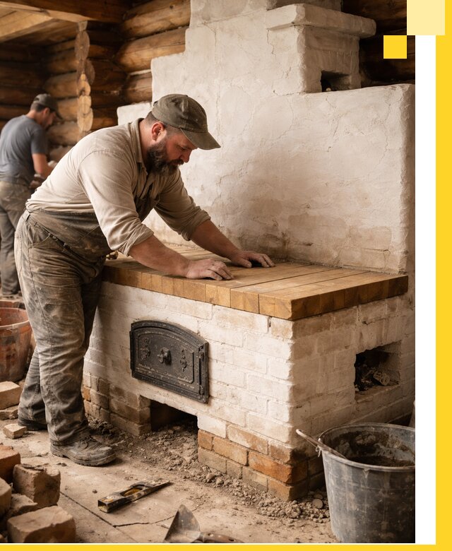 Проектирование и установка русской печи с лежанкой в Белогорске