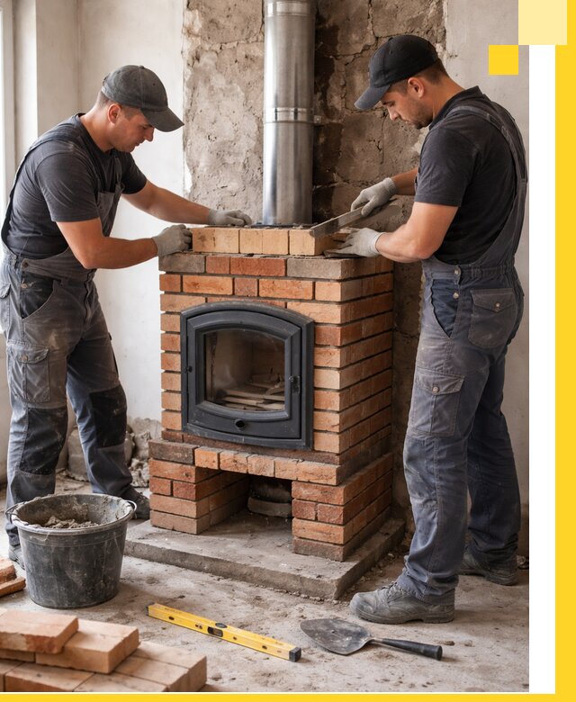 Монтаж печи камина под ключ в Белогорске с гарантией и пусконаладкой