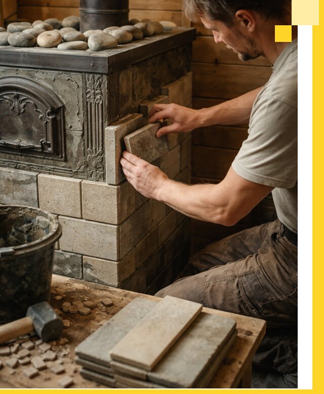 Облицовка банных печей в Белогорске профессиональная отделка