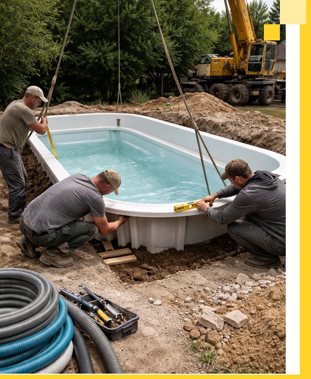 Установка и монтаж композитных бассейнов под ключ в Белогорске