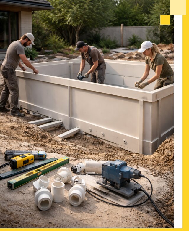 Установка полипропиленовых бассейнов под ключ в Белогорске