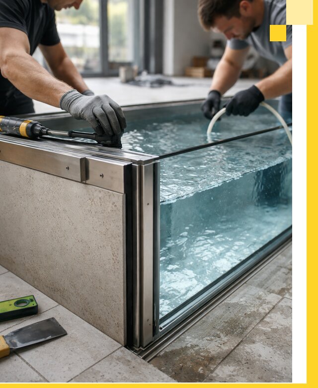 Проектирование и монтаж стеклянных бассейнов в Белогорске