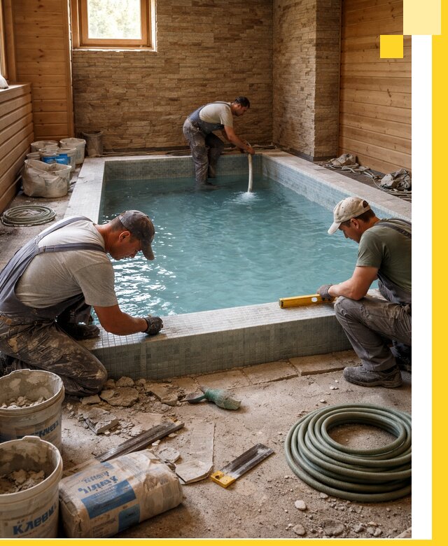 Проектирование и строительство бассейнов для бани в Белогорске