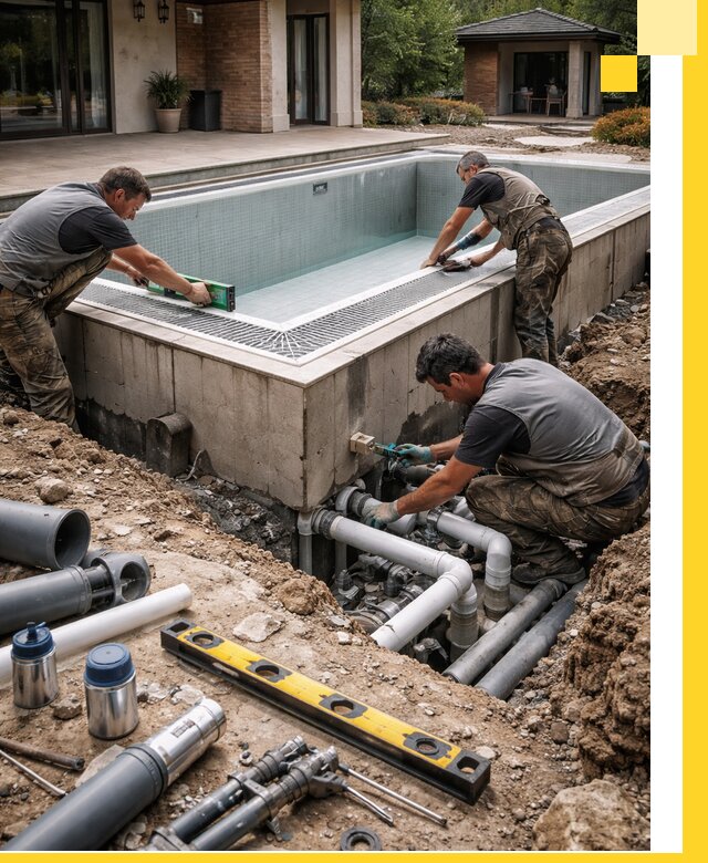 Строительство переливных бассейнов в Белогорске под ключ