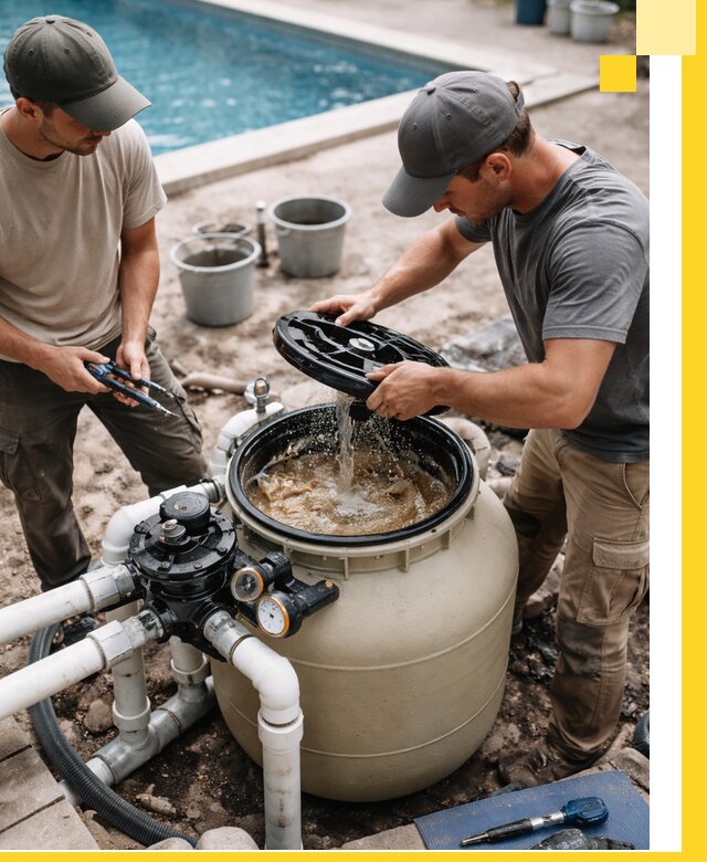 Установка и обслуживание песочных фильтров для бассейнов в Белогорске