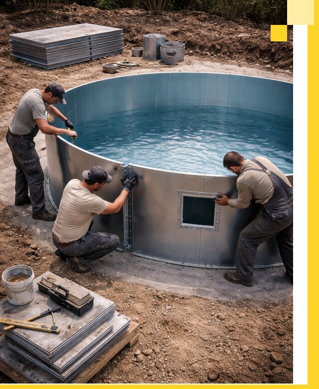 Круглые бассейны под ключ в Белогорске проектирование и монтаж