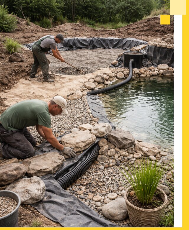 Строительство природных бассейнов и озер в Белогорске под ключ