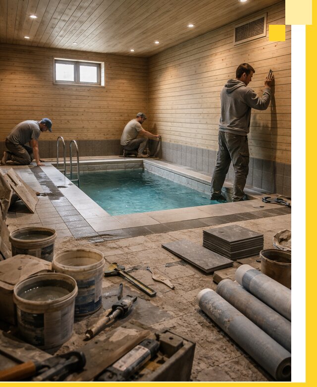 Строительство бани с бассейном и сауной под ключ в Белогорске