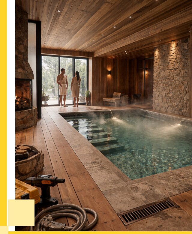 Проекты бань с бассейном под ключ в Белогорске от 76515 р., ЭриданБгк