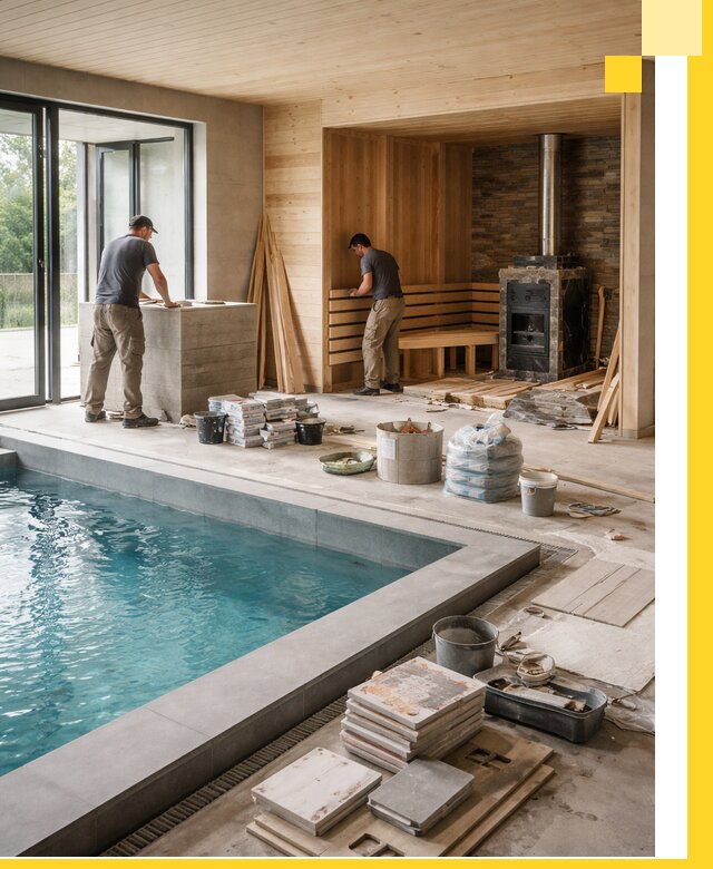 Проектирование и строительство бань с бассейном в Белогорске