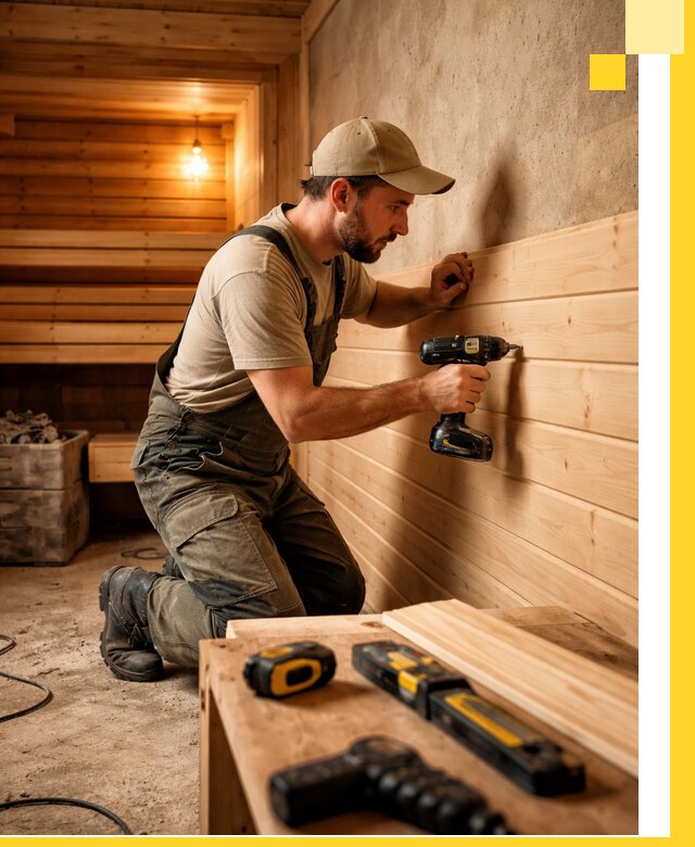 Профессиональная внутренняя отделка бани в Белогорске под ключ