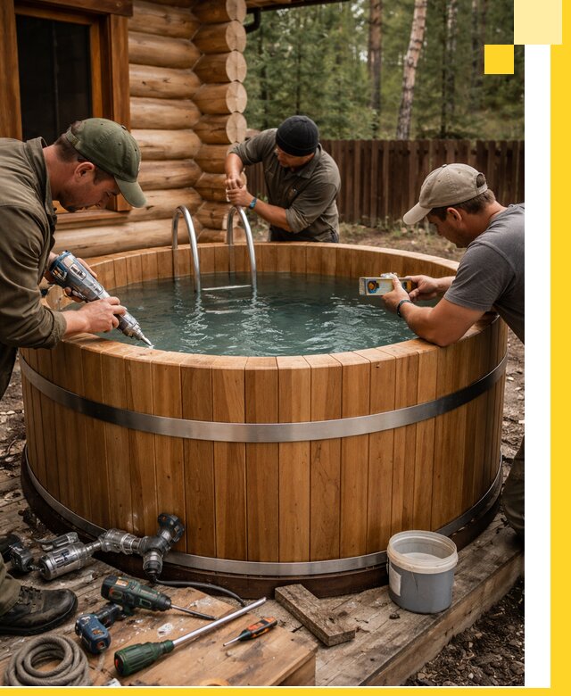 Строительство бань с купелью под ключ и отделкой в Белогорске