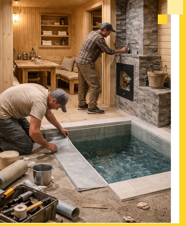 Строительство бань с комнатой отдыха под ключ в Белогорске