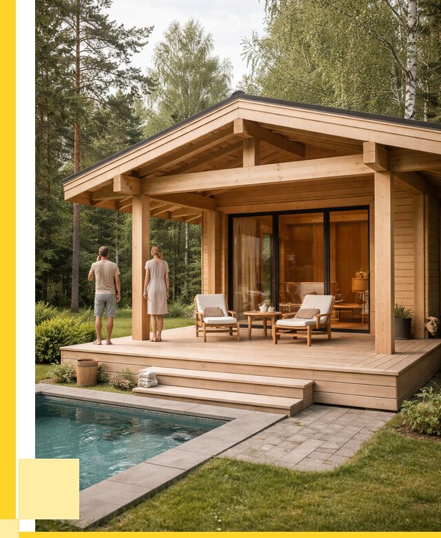 Бани с террасой под ключ в Белогорске от 612120 р. | ЭриданБгк