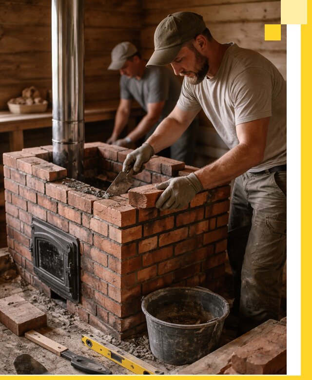 Кирпичные печи для бани под ключ в Белогорске, проект и монтаж