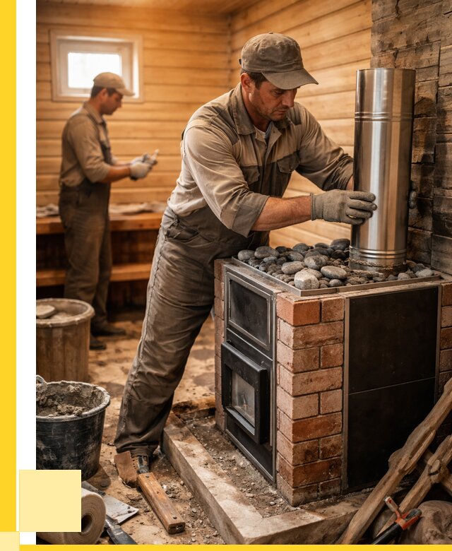 Монтаж печи в бане под ключ в Белогорске от 20404 р. | ЭриданБгк