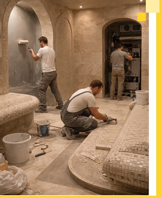 Строительство бани с хамамом и бассейном под ключ в Белогорске