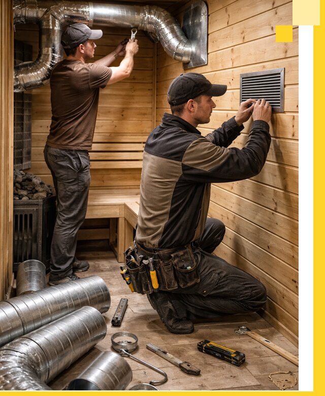 Проектирование и монтаж вентиляции бани в Белогорске под ключ