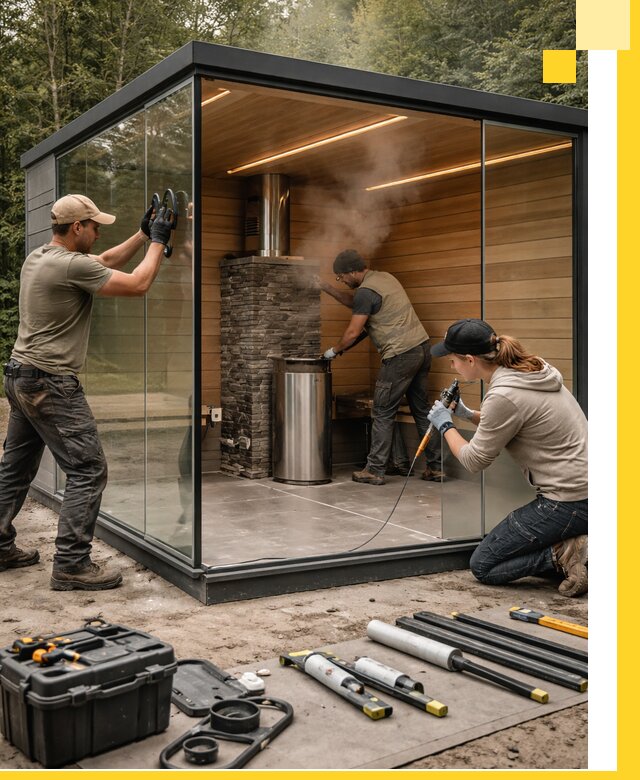 Проектирование и строительство стеклянных бань в Белогорске