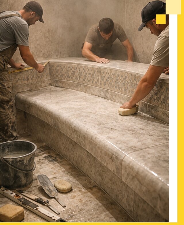 Изготовление и установка сидений для хамама в Белогорске